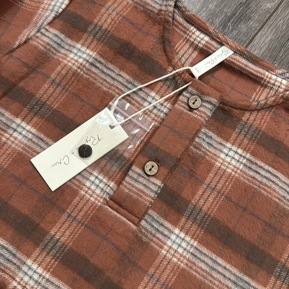 NWT RYLEE + CRU ELENI DRESS / BROWN PLAID 6-7 - Picture 6 of 9